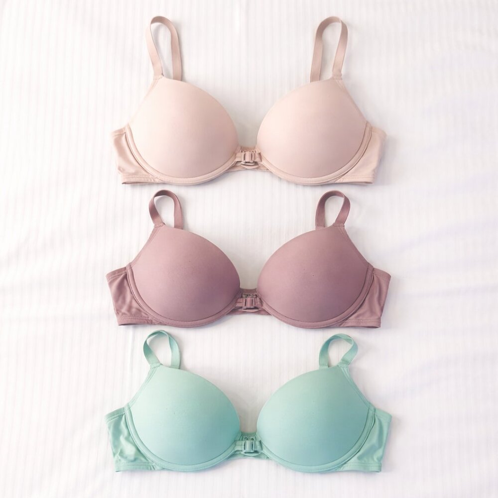 Set of 3 Calvin Klein Front-Close Push-Up Bras - Soft Pastels Set - 32C